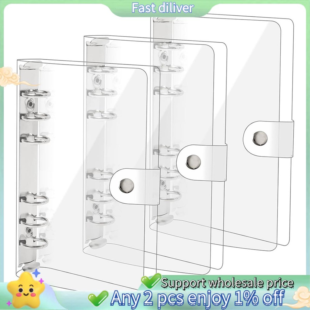 3 แพ็ค A6 โปร่งใส PVC นุ่ม 6 แหวน Binder ฝาครอบ Clear Binder โน้ตบุ๊ค A6 Binder สําหรับเติมโน้ตบุ๊คต