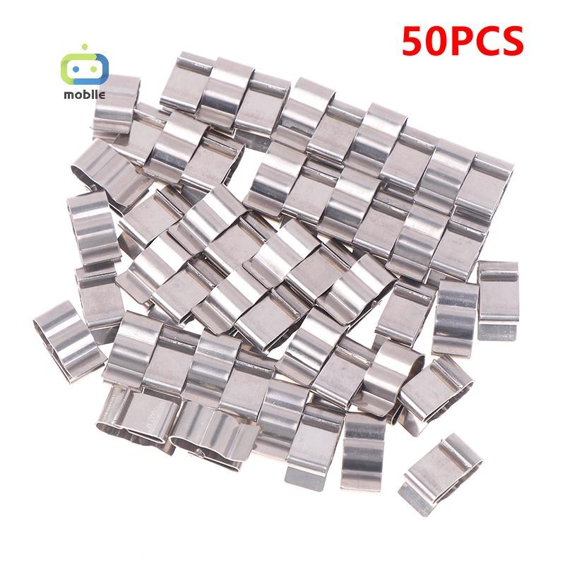 [maygood] 50 ชิ้นคุณภาพสูงเงินยี่ห้อใหม่พลังงานแสงอาทิตย์ PV Cable Clip Clamp Stainless Steel Wire Clamp Cable Organizer {TH}