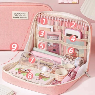 จัดส่งรวดเร็ว กระเป๋าดินสอ 12ชั้น ซองใส่เครื่องเขียนนักเรียน กระเป๋าเครื่องสำอางค์ จุของได้เยอะ