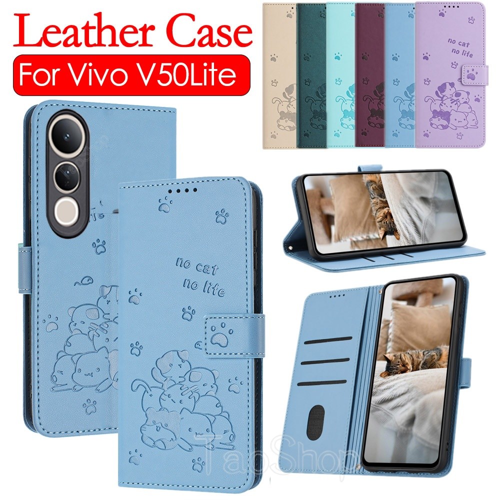 Flip หนังสําหรับ Vivo V50 Lite V50Lite V 50 VivoV50 Lite VivoV50Lite ขาตั้งแม่เหล็กผู้ถือปลอกกันกระแ