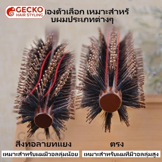หวีไม้ม้วนผมหมูป่า หวีจัดแต่งทรงผม พร้อมไดร์เป่าผม เพื่อทำให้ผมตรงฟู มีให้เลือก 3 ขนาด