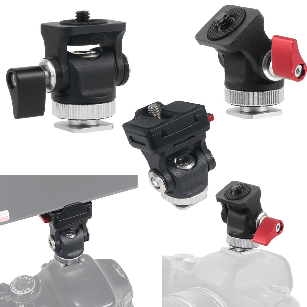 NovelGoal Camera Monitor 180° Rotary Mini Ball Head Hot Flash Mount Adapter สําหรับไมโครโฟน DSLR Video Monitor ขาตั้งกล้องขาตั้งขยายวงเล็บ