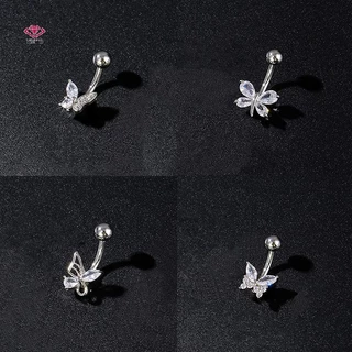 HWETR แฟชั่น Bow Belly ปุ่มแหวนสแตนเลสZircon Navelเจาะแหวนผู้หญิงสาวเซ็กซี่เครื่องประดับของขวัญใหม่