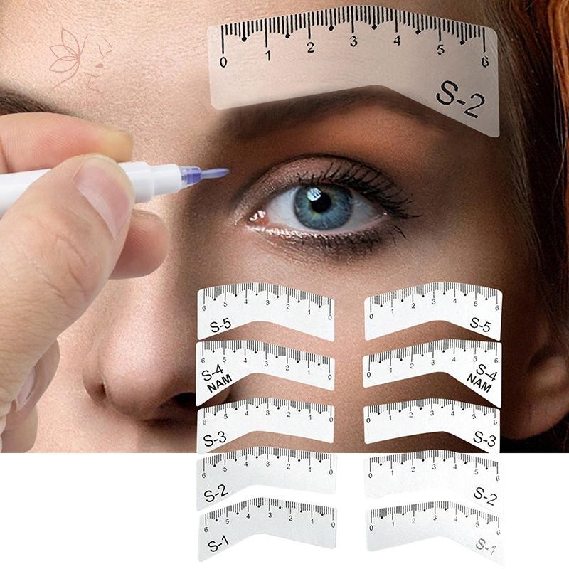 [maybeauty] 5 คู่ผู้หญิงนํากลับมาใช้ใหม่ DIY Eye Brow คู่มือการวาดภาพจัดแต่งทรงผม Shaping Grooming แม่แบบการ์ด Eyebrow Stencil Set Easy Make Up เครื่องมือ {TH}