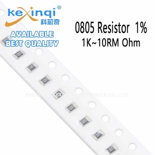 (100 ชิ้น) 0805 ตัวต้านทาน SMD 1K ~ 10M 1% 1/8W 1.8K 1.5K 2.2K 6.8K 10K 33K 47K 68K 100K 220K 330K 470K 680K 1M 2.4M 4.7M Ohm ความต้านทาน