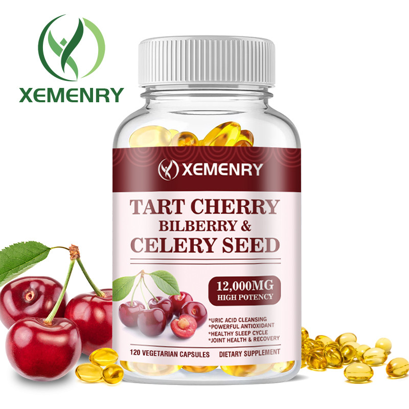 Tart Cherry, Bilberry & Celery Seed - รองรับสุขภาพร่วมปรับปรุงการนอนหลับ - 30/60/120 แคปซูล - เหมาะสําหรับมังสวิรัติ