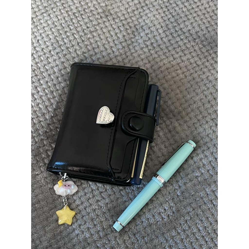 Xiaohongshu Same Style m5 Black Leather Handbook Loose-leaf Book Simple ins Style Planer Record Sche
