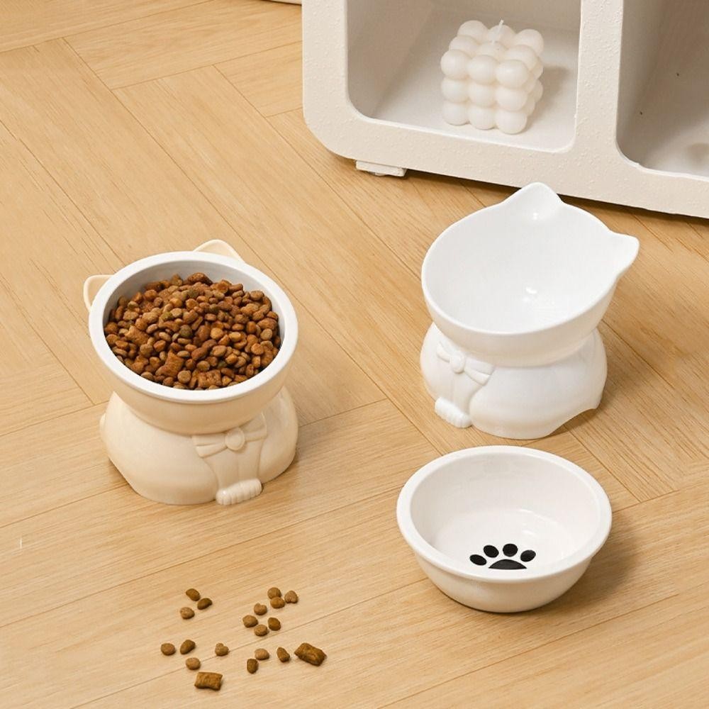 ซื้อซ้ํา ชามแมว,น่ารักเซรามิกสัตว์เลี้ยงชามเท้าสูง,อุปกรณ์สัตว์เลี้ยงสร้างสรรค์ป้องกันการพลิกคว่ําที่ถอดออกได้สัตว์เลี้ยงดื่มป้อนคอป้องกั - รูปที่ 7