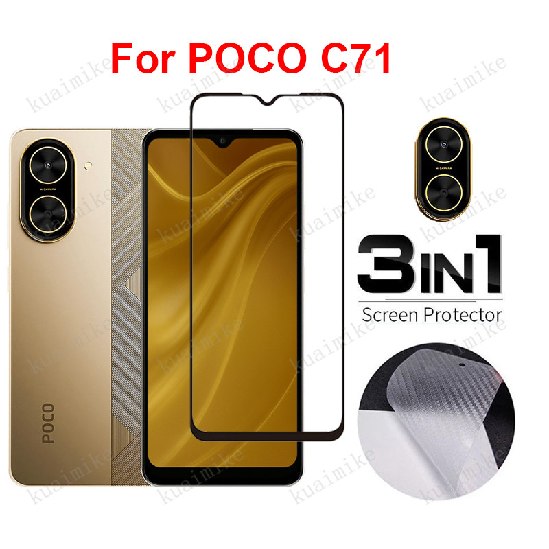 ฟิล์มกันรอย 3 in 1 สำหรับ POCO C71 กระจกนิรภัย ฟิล์ม สำหรับ Xiaomi POCO F7 C40 C65 C61 C75 F7 Ultra 