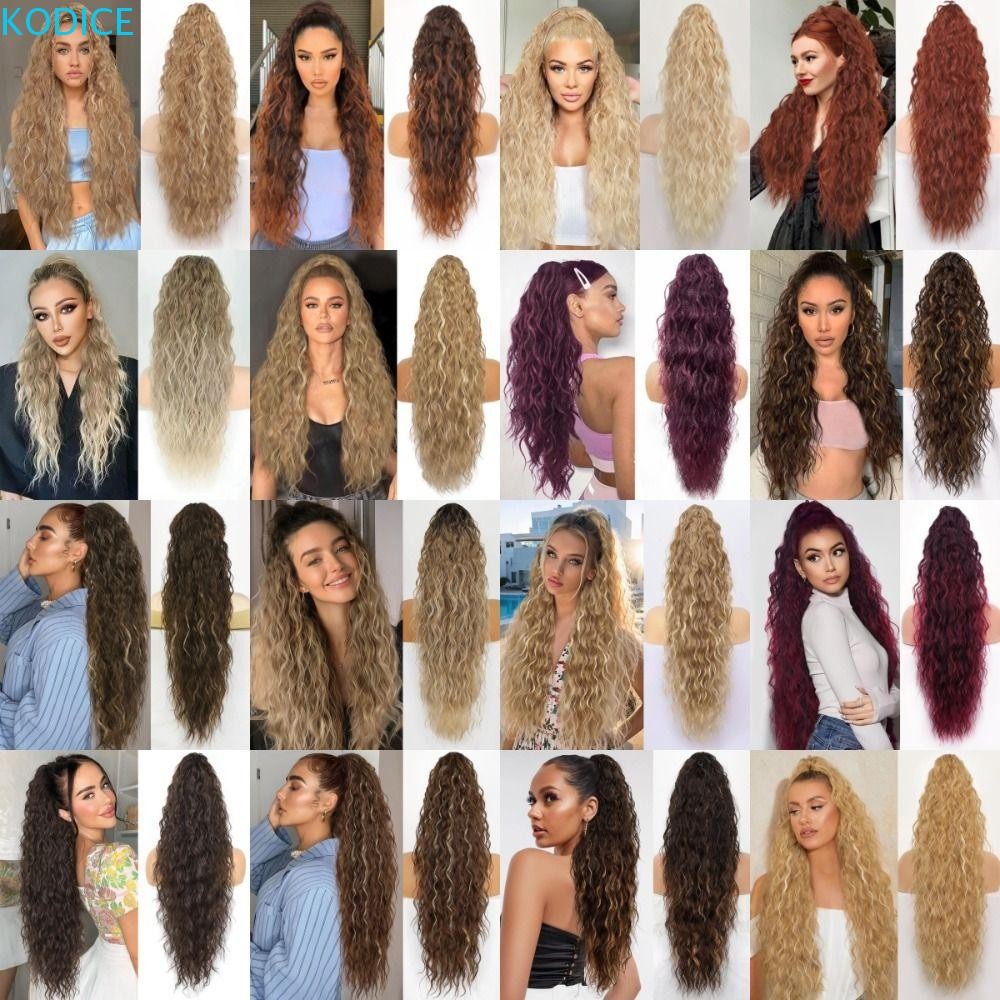 KODICE Claw คลิปวิกผมหางม้า,ดัดข้าวโพด Ombre ยาวหยักหยิกผมหางม้า,เส้นใยทนความร้อนขยายผมหางม้าปุยคลิปใน Pony Tail Hairpiece ทุกวัน