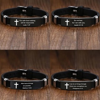 Religious Inspirational Bible Quote Bracelet For Men Personalized Adjustable Silicone Bracelet