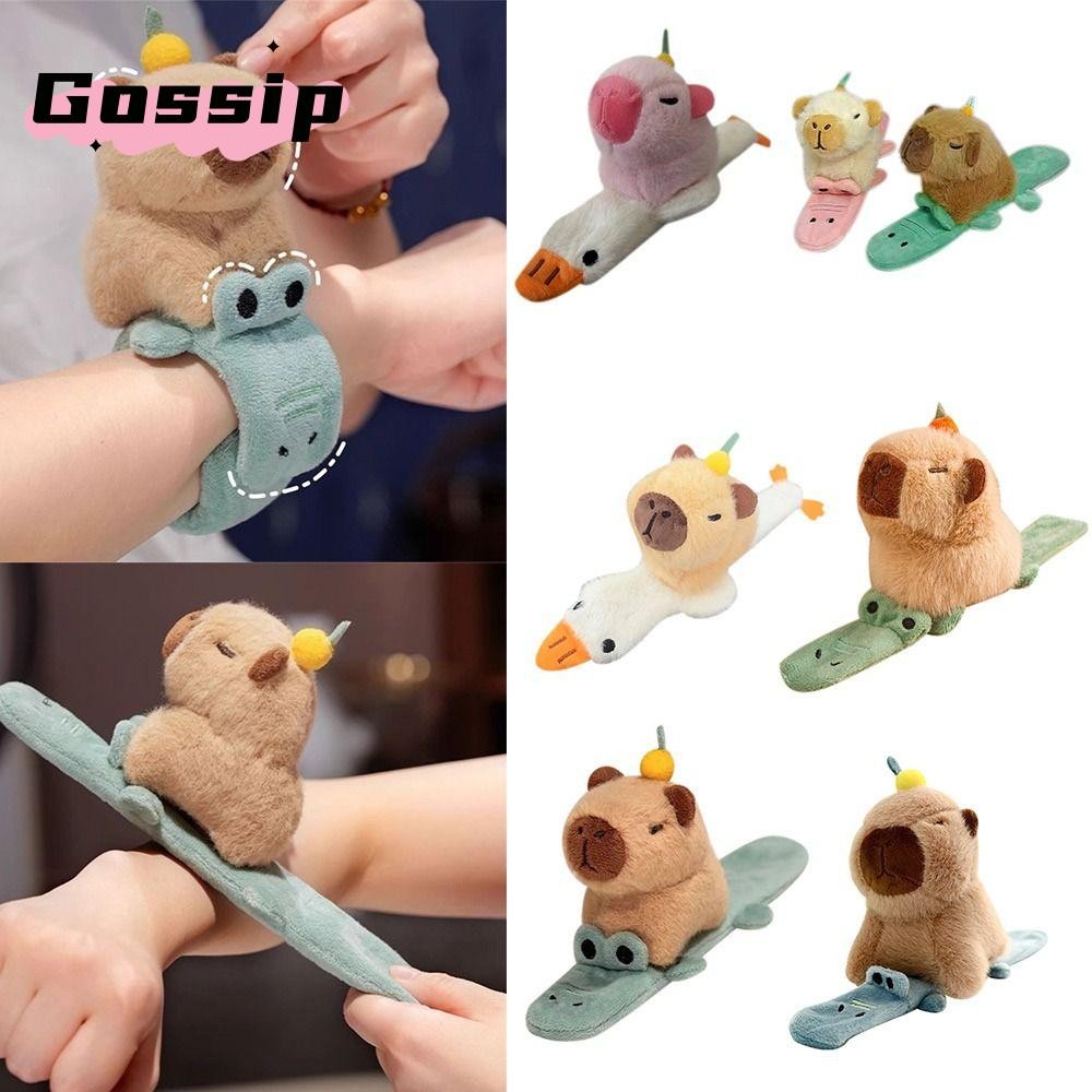 GOSSIP Capybara Slap สร้อยข้อมือ, Soft Plush Capybara Slap สายรัดข้อมือ,การ์ตูนสร้างสรรค์ตุ๊กตาตุ๊กตา Interactive ของเล่นสําหรับของขวัญเด็ก