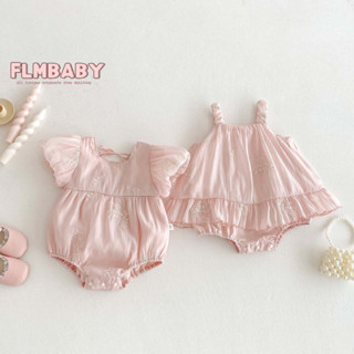 ฤดูร้อนเด็กสาว ชุดรอมเปอร์ ชุดดอกไม้สีชมพูเสื้อผ้าเด็ก0-24เด…