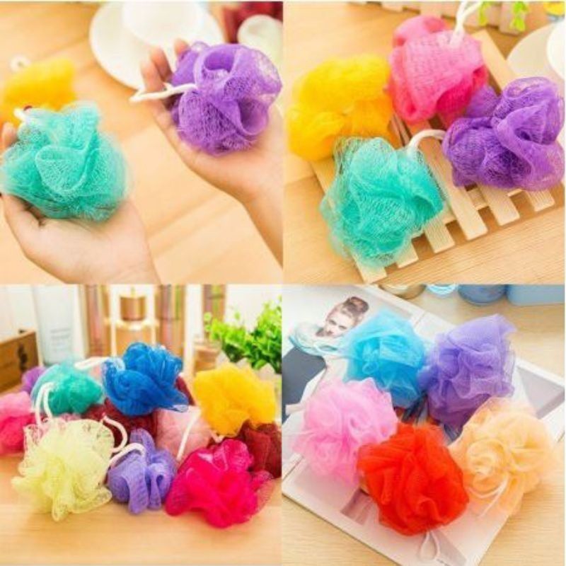 ฟองน้ําอาบน้ํา SHOWER PUFF Body Scrub ฟองน้ําอาบน้ําฟองน้ําสุทธิ Body Brush ฟองน้ําโฟม LM8