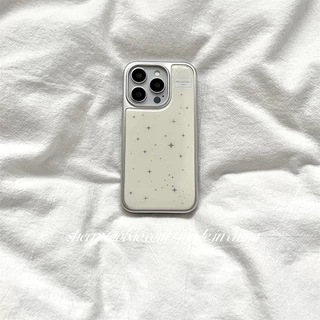 Milky White Cross Star เคสโทรศัพท์ Anti-Fall สําหรับ iPhone 16 Promax 15 Promax 11 12 13 14plus 15plus 16e 16plus 16pro 15pro