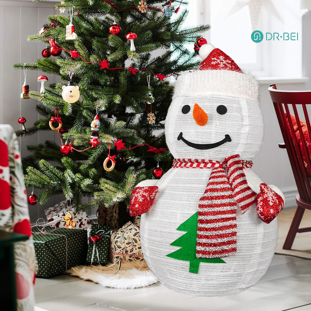 Dr.bei เครื่องประดับ Snowman เรืองแสงพร้อมไฟ LED เกล็ดหิมะเลื่อมพับได้ตกแต่งคริสต์มาสกลางแจ้ง - เครื่องประดับวันหยุดที่ขับเคลื่อนสําหรับลานระเบียง