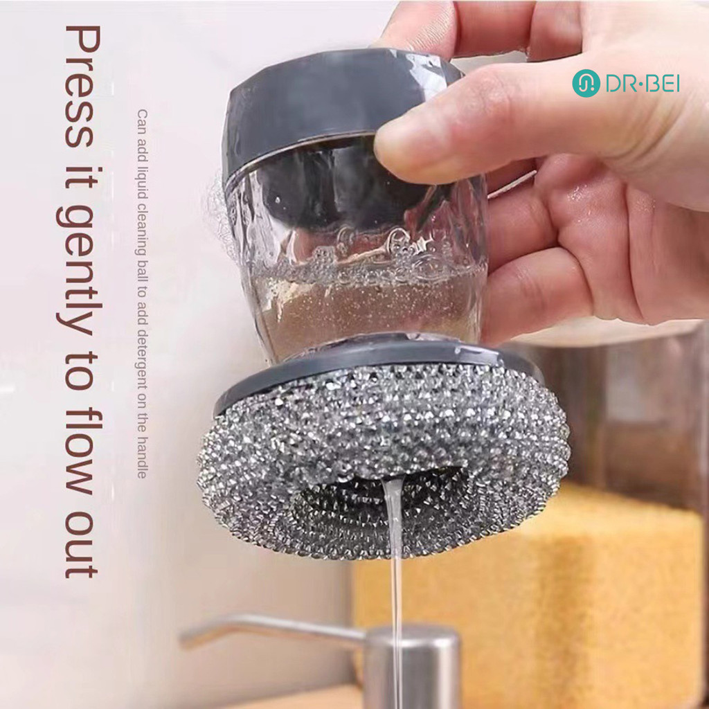 Dr.bei แปรงทําความสะอาดมัลติฟังก์ชั่นพร้อมหัวเปลี่ยนแปรงจ่ายสบู่แบบกดเพื่อจานหม้อกระทะย่างใช้งานง่าย