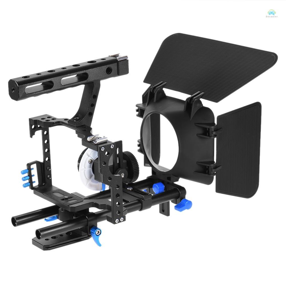 Yb2 กล้อง Cage Andoer C500 อลูมิเนียมกล้องกล้องวิดีโอกรงวิดีโอ Rig ชุดฟิล์มทําระบบ w/ Matte กล่อง + ติดตามโฟกัส + จับ + 15 มม.สําหรับ