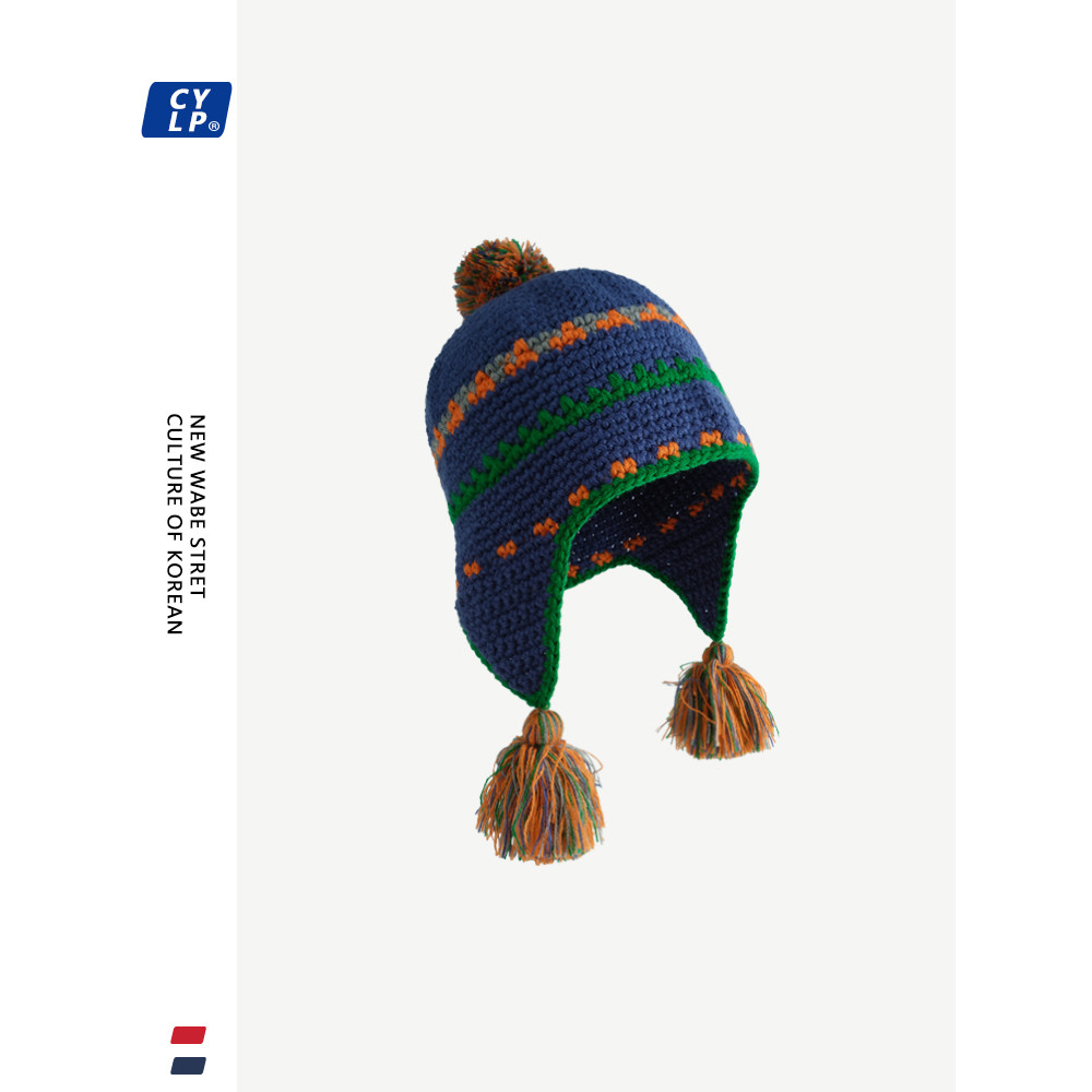 2024 ฤดูหนาวสไตล์ชาติพันธุ์เย็บสีถักหมวกผู้หญิงเย็นหลักฐานอบอุ่นแฟชั่นย้อนยุคพู่ป้องกันหูหมวกขนสัตว์ - รูปที่ 3