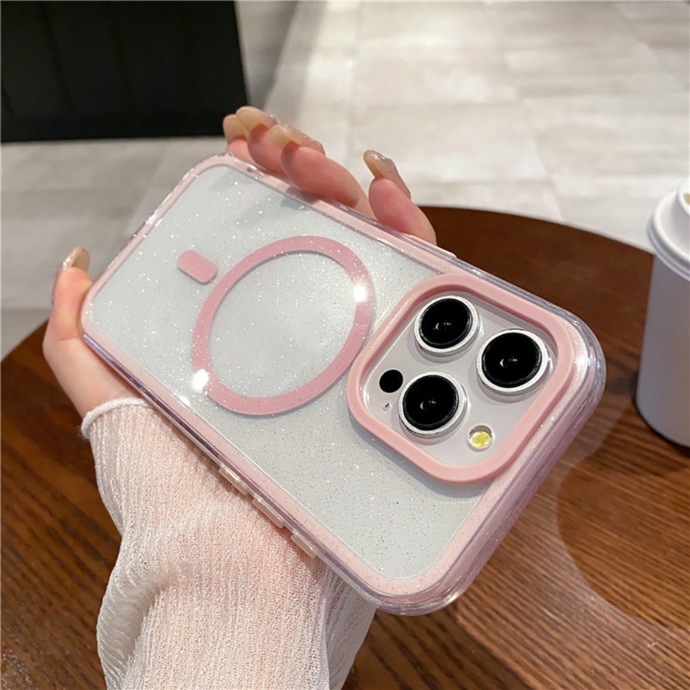 สําหรับ IPhone 16 Pro Max เคส IPhone เคสแม่เหล็ก IPhone 14 Pro Max INS ประกายคริสตัลเคสเรียบง่าย 3 IN 1 ที่ถอดออกได้เคสป้องกันกล้องสําหรับ IPhone 16 15 14 13 Pro Max