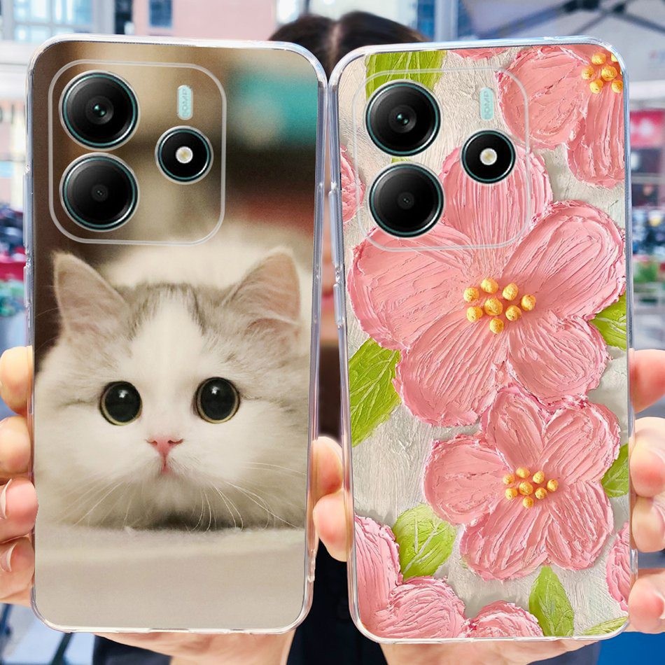 Xiaomi Redmi Note 14 5G ดอกไม้แมวน่ารักพิมพ์ Soft Case Redmi Note14 เคสโทรศัพท์ซิลิโคน