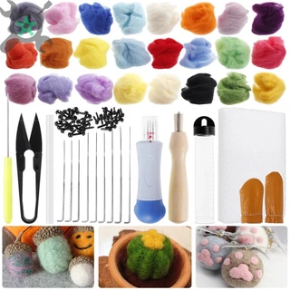 ตุ๊กตา DIY ใยขนแกะ พร้อมส่ง Needle Felting Kit จิ้มขนเฟลท์ พวงกุญแจ ทำมือ ตุ๊กตาใยขนแกะ ปักเฟลท์ พวงกุญแจ ทำมือ จิ้มเฟลท์ ปัก Random Color Wool Felt Handmade Felt Needle DIY Finger Cots Hand Craft Foam Wool Kit