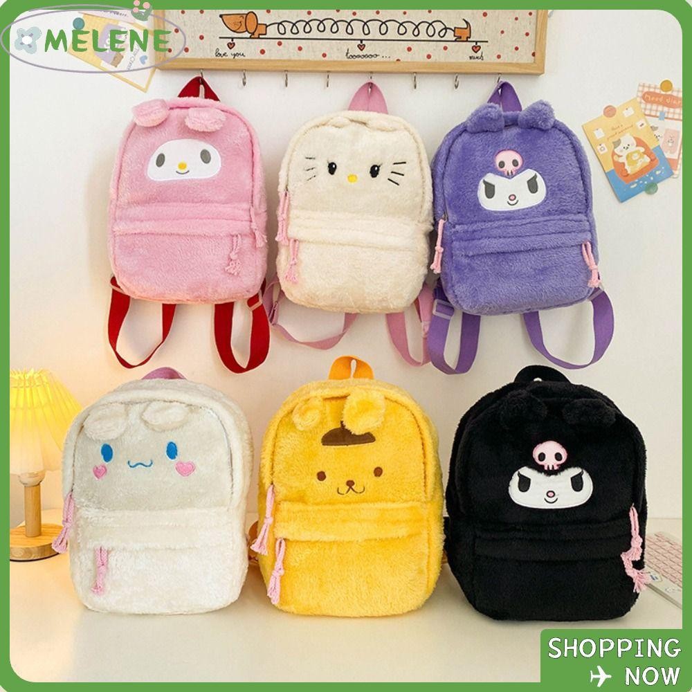 กระเป๋าเป้สะพายหลังตุ๊กตา MELENE กระเป๋าสะพายความจุขนาดใหญ่ กระเป๋าโท้ตการ์ตูน Kuromi Cinnamoroll