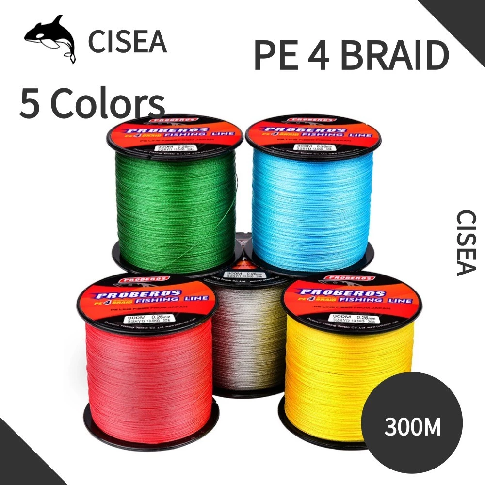 CISEA F48 สาย pe ถัก 4 ตกปลา เอ็น สายพีอี ถัก 4 สายเอ็นx4 300m 5สี