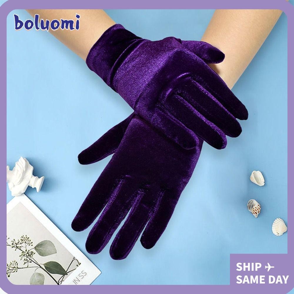 Bolumi กํามะหยี่ถุงมือเต็มนิ้ว Thicken ฤดูใบไม้ร่วงฤดูหนาวหญิงเต็มนิ้ว