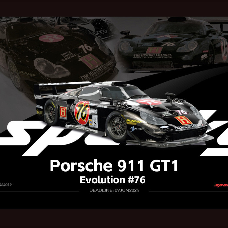 Sparky 1/64 Porsche911 GT1 EVO #76โมเดลรถจำลองสัดส่วนเล็กโมเดลรถโลหะผสมสำหรับเด็กและเด็กผู้ชายของสะสมของขวัญรถของเล่น # peetyeee