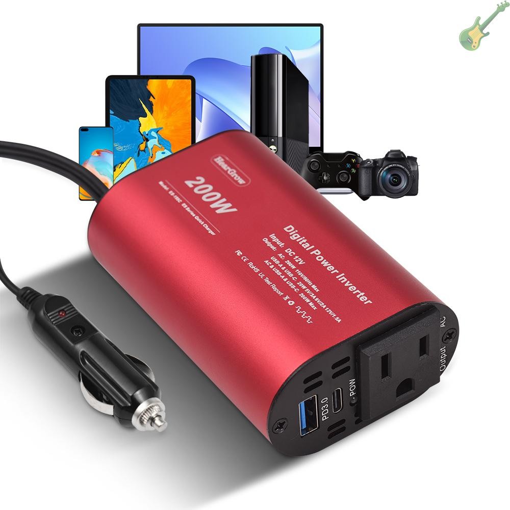 200w Power Inverter 12V to 110V AC Car Plug Adapter for Car Cigarette Lighter, Outlet Converter พร้อ