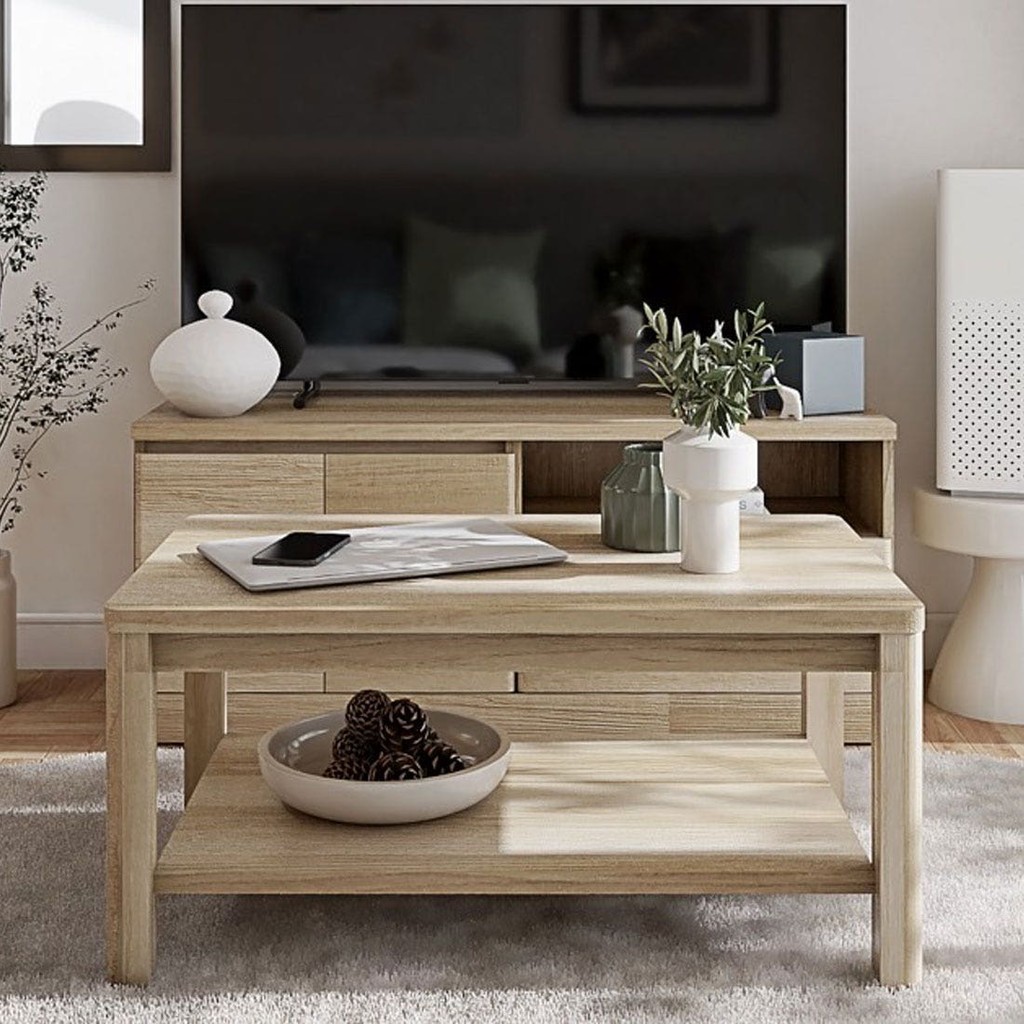 Koncept Furniture โต๊ะกลางไม้ล้วน รุ่น Timbur สีไม้อ่อน (90x55x42 ซม.)  แบรนด์ KONCEPT FURNITURE