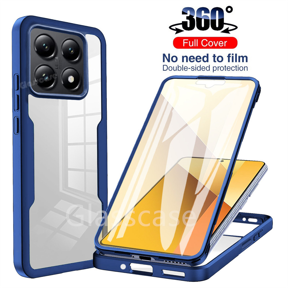 เคสสําหรับ Xiaomi 14 13 T pro 14T 14Tpro 13T 13Tpro Mi14T Mi14Tpro 5G 2024 360 ° ด้านหน้าด้านหลังอะคริลิโปร่งใสกรณีโทรศัพท์นุ่ม ทีพียู ยางกันชนกันกระแทกปลอกปกหลัง