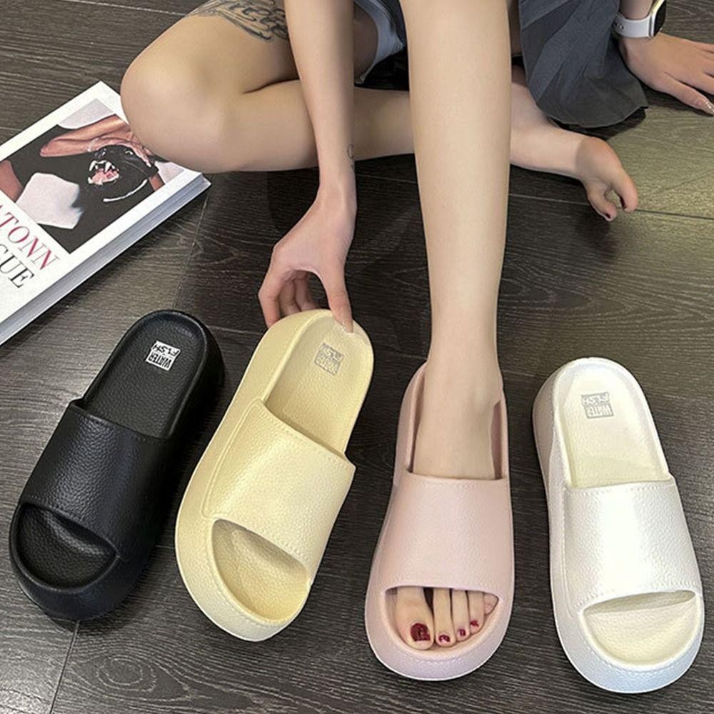 Apportunia รองเท้าแตะเปิดนิ้วเท้า, EVA Round Chunky Soft Chunky Walking รองเท้าแตะ, หมอนร้อนสไลด์ Casual Open Toe House รองเท้าผู้หญิง