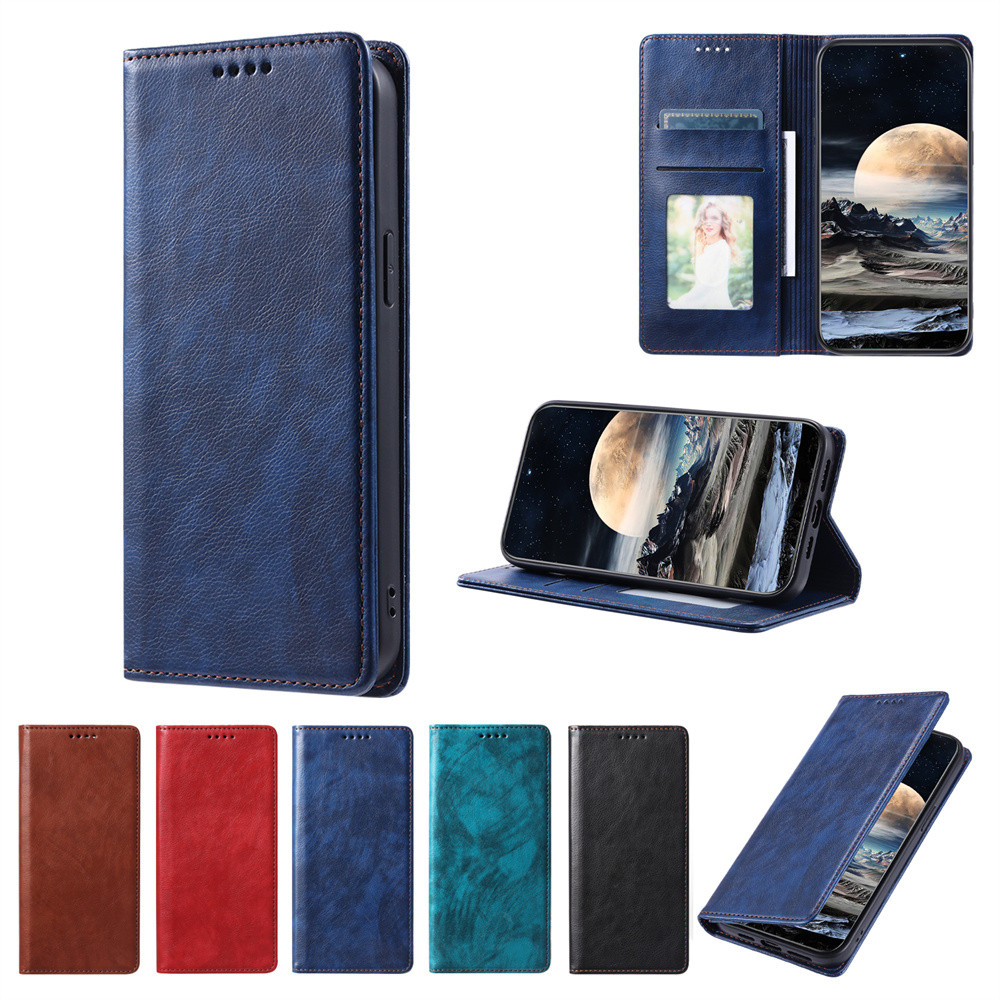 เคส for Samsung Galaxy S24 Ultra S23 S22 S21 S20 S10 FE Plus S24+ S23+ S22+ S21+ S10+ 5G เคสฝาพับ เคสเปิดปิด โทรศัพท์หนัง TPU นิ่ม ฝาพับ พร้อมช่องใส่บัตร ช่อง ตั้งได้ สําหรับ Flip Cover Leather Mulit Card Slots Holder Wallet