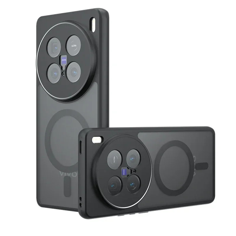 Magnetic Wireless Charger อะคริลิคสําหรับ Vivo X200 Pro Mini X100 Ultra X100S Pro V30 V40 Pro IQOO NEO 9 9S 10 Pro Plus กันกระแทก Matte กันชนกรณี