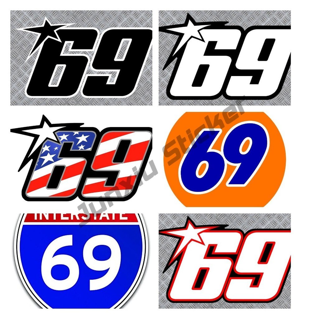 NUMBER 69 RACING MOTORCYCLE USA Racing Number Car กันชนหน้าต่างรถจักรยานยนต์ สติ๊กเกอร์รูปลอกไวนิล