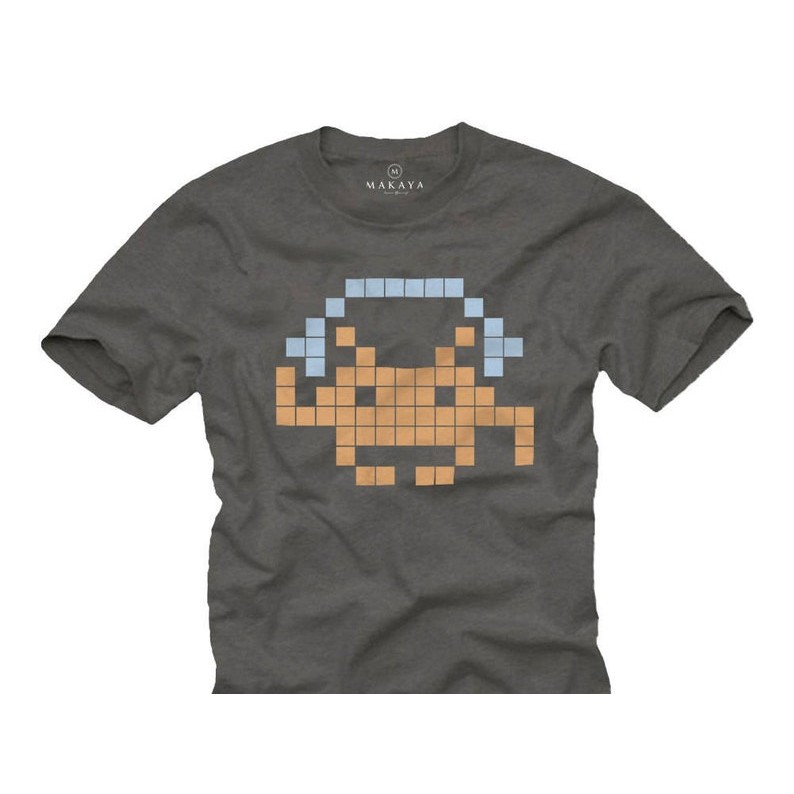 Funny T-Shirts for Him - Gamer Tee Shirt Space Invader with Headphones Gaming Gifts grey S-XXXXXL รั