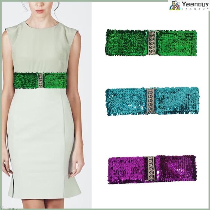 Yaa Blingbling Girl Corset กลิตเตอร์เลื่อมเข็มขัดเอวกว้าง Casual เอว Decors