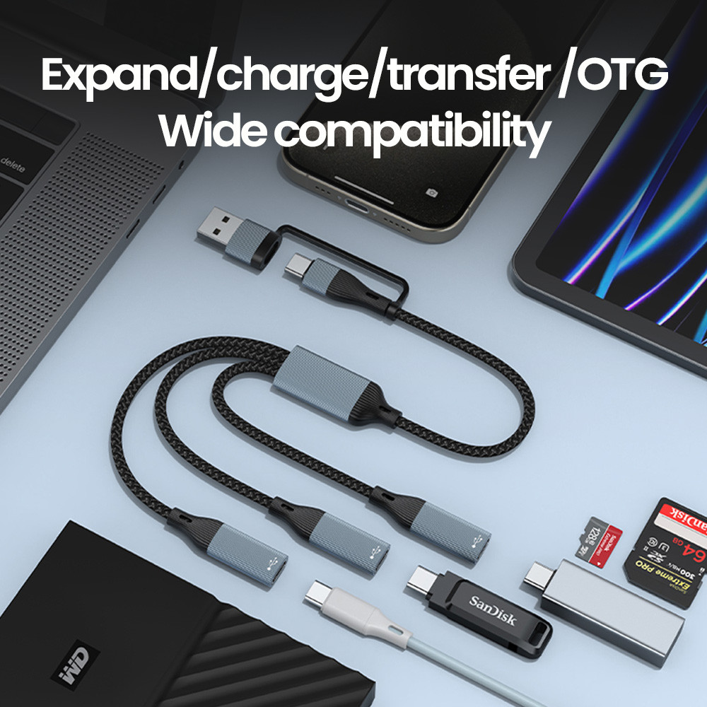 Elough USB/Type C ชายหลายพอร์ต Type-C Multi-interface คอมพิวเตอร์ Docking Station สายชาร์จ Transfer Splitter อะแดปเตอร์ขยายส่งข้อมูลอะแดปเตอร์ OTG