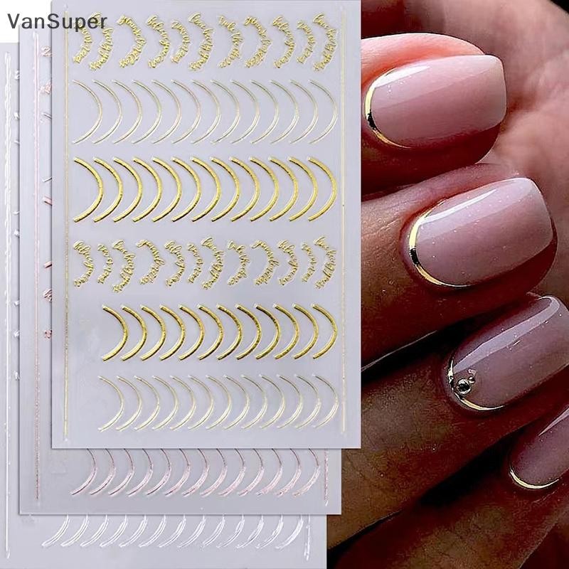 Vansuper แฟชั่นภาษาฝรั่งเศสคํา 3D สีสันเล็บสติกเกอร์ไม่สม่ําเสมอสายกดบนเล็บ Decals ตกแต่งเล็บ DIY ร้อน