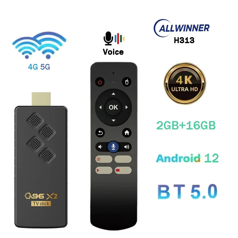 X2 ATV Smart TV Stick Android 12 H313 4G 5G WiFi รองรับ4K HD Media Player IPTV BT5.0 2GB 16GB Voice 
