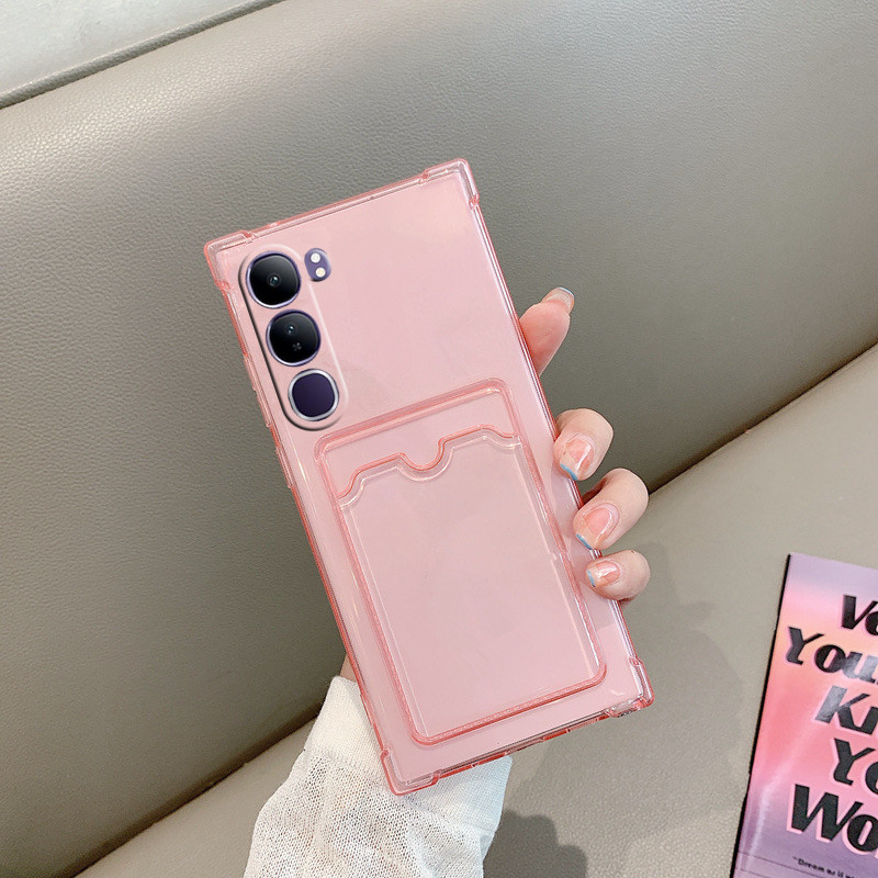 เคสโทรศัพท์โปร่งใส VIVO V40 Lite Y200 5G Y19s V40Lite Handphone Casing with Card Holder TPU Softcase Fall Protection Cover