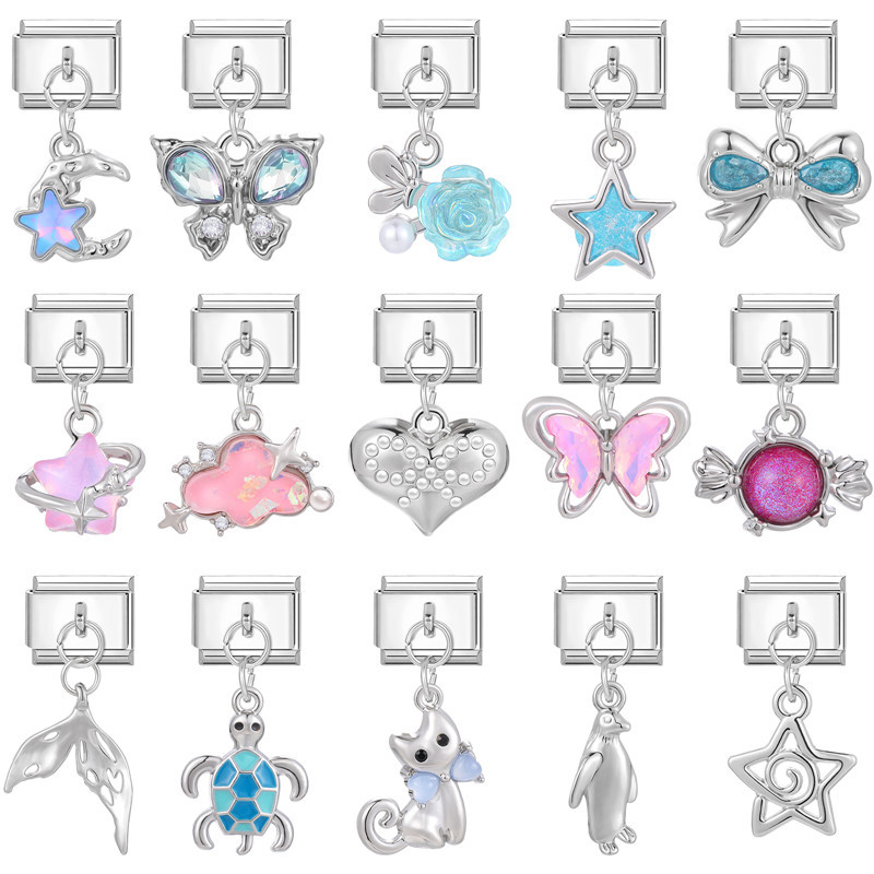 อิตาเลี่ยน Charm Links สําหรับสร้อยข้อมือใหม่แฟชั่น Charm สร้อยข้อมือเพื่อนครอบครัว DIY โมดูลสร้อยข้อมือ Charm อิตาเลี่ยน Links Fit 9 มม.สร้อยข้อมือสแตนเลสเครื่องประดับ DIY ทํา