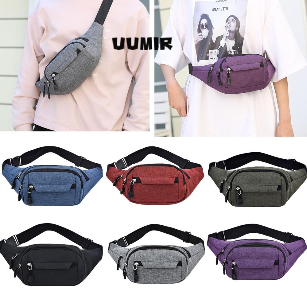 Uumir กระเป๋าคาดเอวสําหรับเดินทางกระเป๋าสะพายข้างผู้ชายผู้หญิงเข็มขัดเงิน