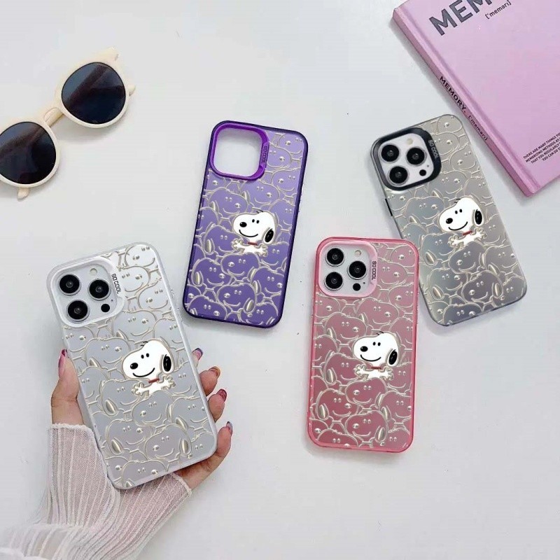 Snoopy สําหรับ OPPO Reno 12 10 11 Pro Plus 5G 7 12F 11F A78 A58 A18 A38 A98 A79 A17 A3S A74 A36 A96 A76 A55 A57 A94 F19 F21 กรณีเลเซอร์ยอดนิยมการออกแบบใหม่ฝาครอบ