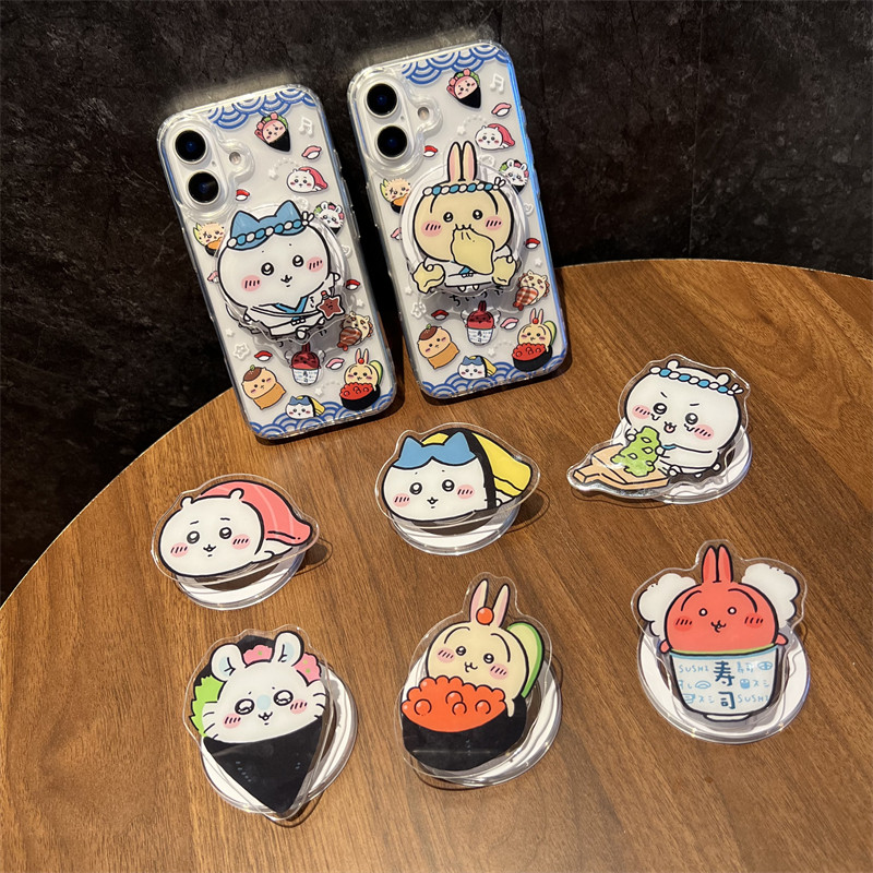 อะนิเมะ Emoji ซูชิน่ารัก Chikawa ขาตั้งโทรศัพท์แม่เหล็ก สําหรับ iPhone 16 Pro Max Samsung Griptok Grip Tok ขาตั้งโทรศัพท์