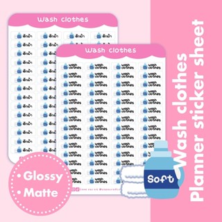 Wash clothes Planner sticker sheet สติ๊กเกอร์ไดคัท ซักผ้า เต…