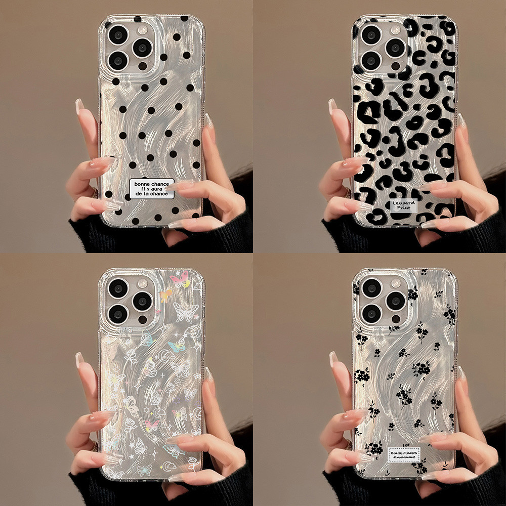 For Samsung A15 A55 5G A54 A05 A05S A33 A35 A14 A52 A12 A34 A24 A53 A32 S24 Ultra เคสใสเลเซอร์โฮโลแกรมขนนกสีเงินหรูหรา