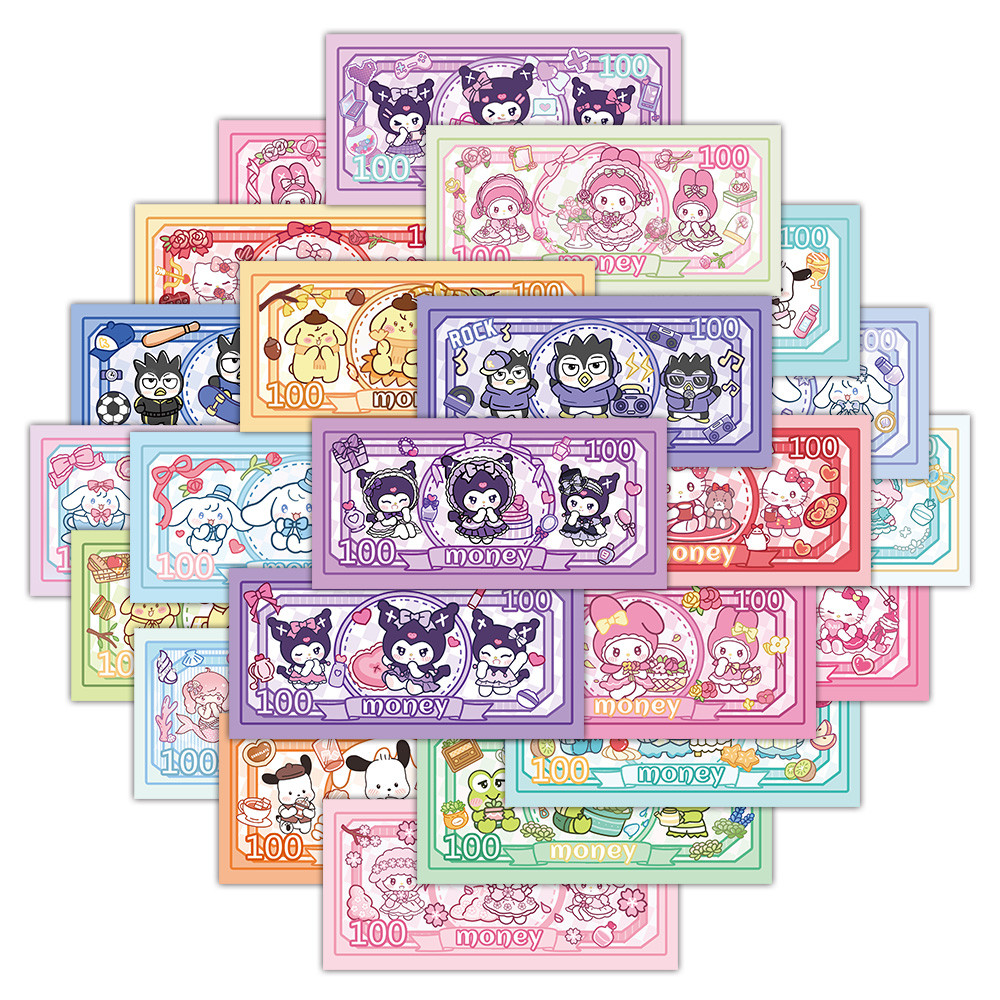 28 ชิ้นน่ารักการ์ตูน Sanrio ของเล่น Graffiti สติกเกอร์สําหรับจักรยานบัญชีมือกล่องดินสอ Decals LanLanStickersWorld